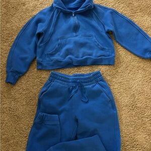 CRZ YOGA Royal Blue Track Pants & Half-Zip Sweatshirt Set